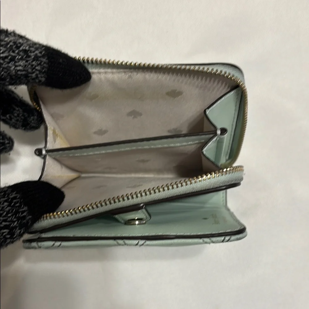 kate spade quilted mint green compact wallet